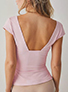 Women's Summer Top with Low Scooped Neckline and Capped Sleeves